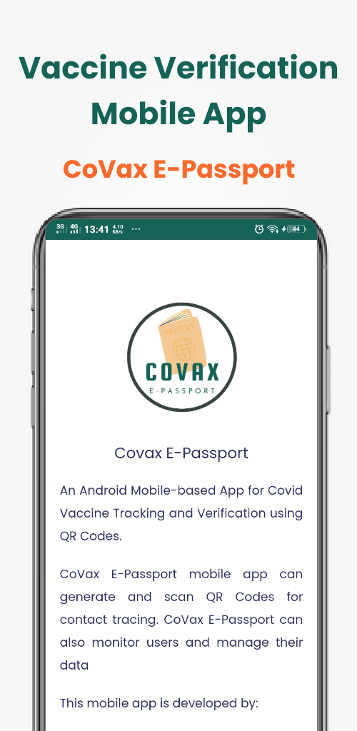 Covax E-Passport Screenshots